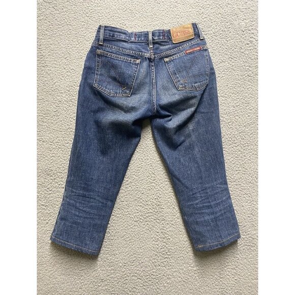 Guess Jeans Womens Medium Wash Blue Denim Cropped Capris Size 24 - Picture 2 of 8